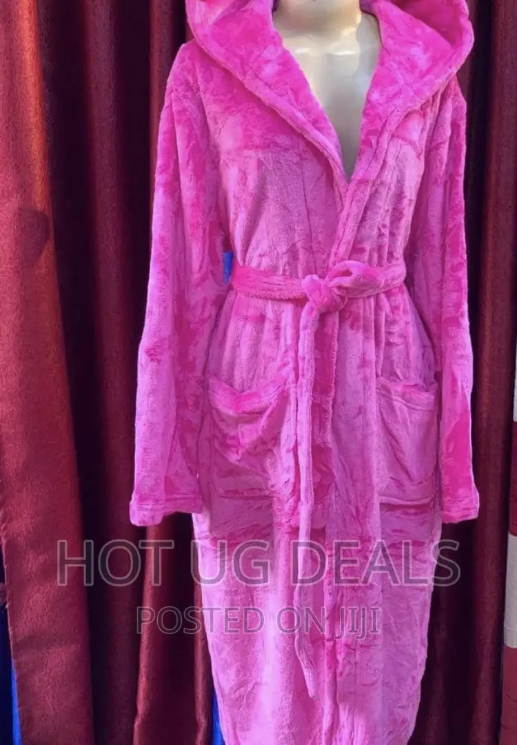 Unisex Cotton Bathrobe With Varying Designs - Pink