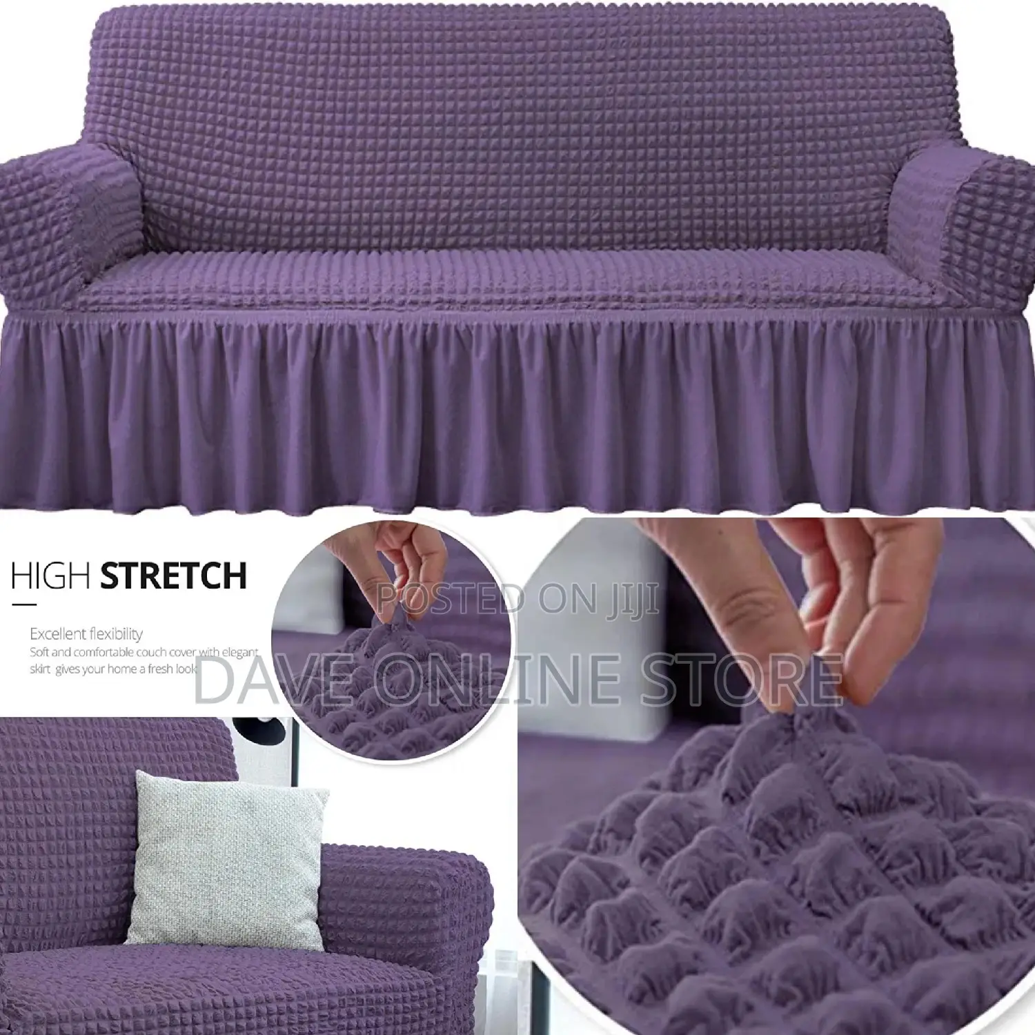 3:2:1 Purple Six Seater Elastic Sofa Covers