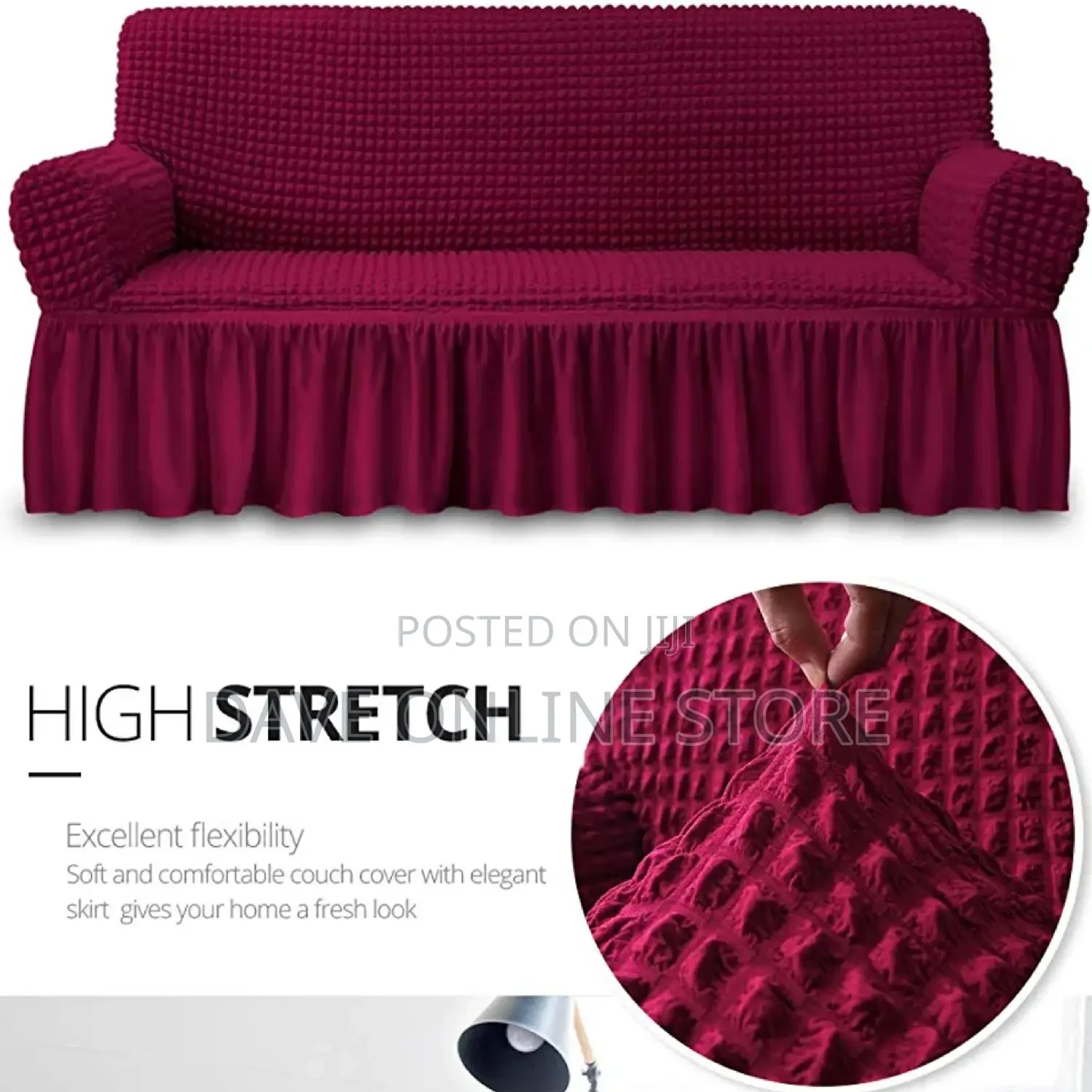3:1:1 Wine Red Five Seater Elastic Sofa Covers