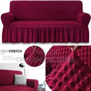 3:2:1 Wine Red Six Seater Elastic Sofa Covers