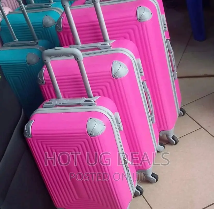 4 Wheel Waterproof Plastic Travel Suitcase Bag - Pink