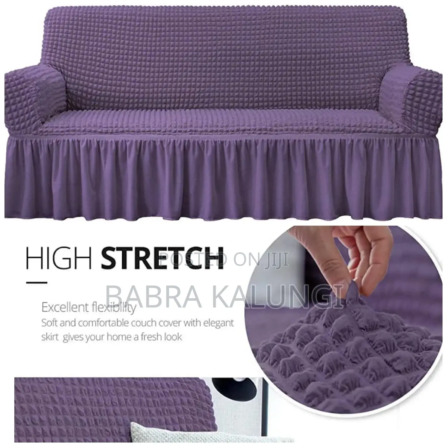 3:2:1 Purple Six Seater Elastic Sofa Covers