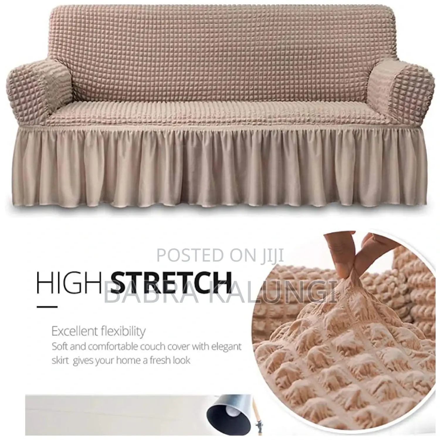 2:1:1khaki Five Seater Elastic Sofa Covers