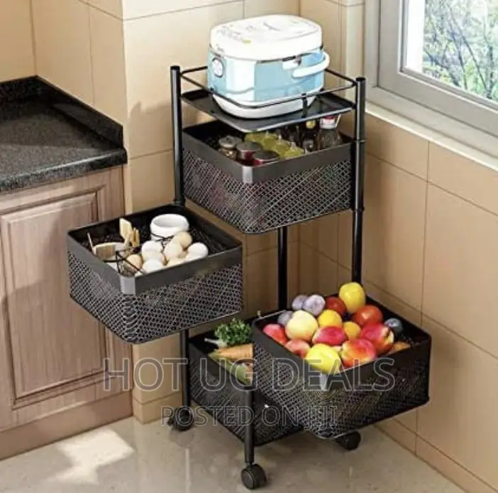 3 Tier Kitchen Bathroom Storage Rackbasket Trolley Organizer