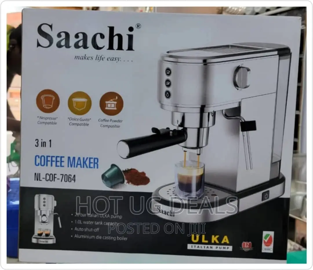 Saachi 3 in 1 Coffee Maker COF-7064-ST With 20 Bar- Silver