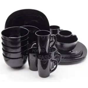 6 Pieces of Luminarc Cups,Plates,Saucers,Soup Bowls -Black