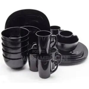 6 Pieces of Luminarc Cups,Plates,Saucers,Soup Bowls -Black