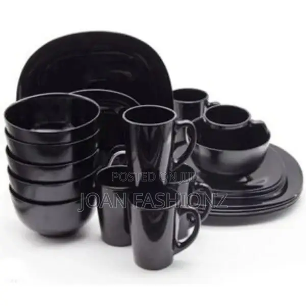 6 Pieces of Luminarc Cups,Plates,Saucers,Soup Bowls -Black