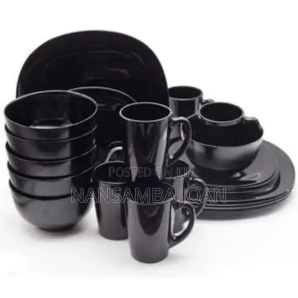 6 Pieces of Luminarc Cups,Plates,Saucers,Soup Bowls -Black