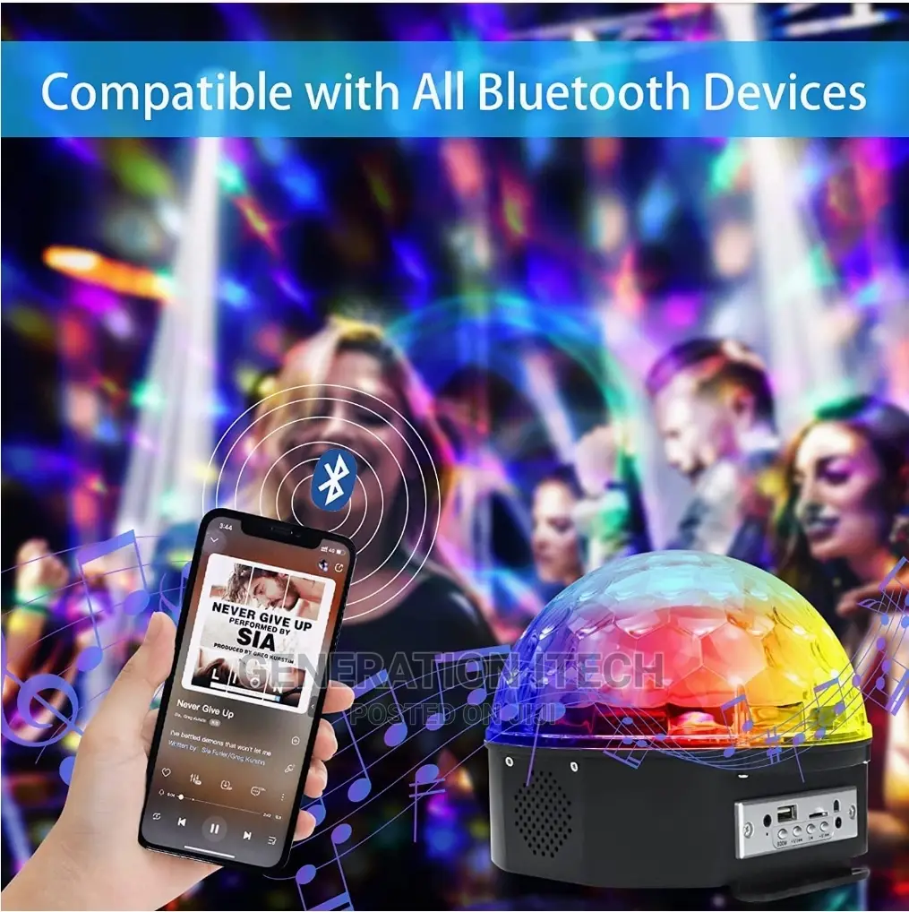 Crystal Magic Ball Light- Bluetooth, Mp3 , Usb And Remote