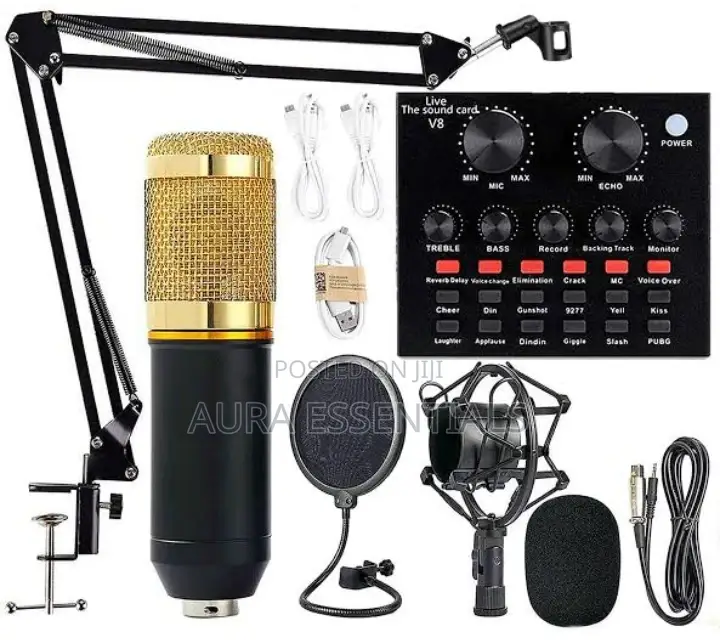 BM 800 Condenser Studio Microphone With V8s Soundcard Set