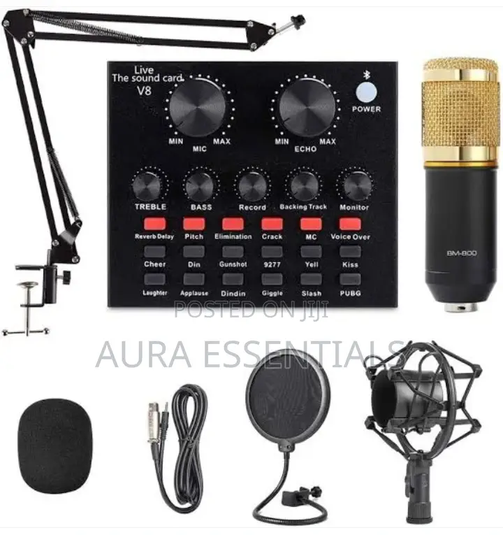 BM 800 Condenser Studio Microphone With V8s Soundcard Set