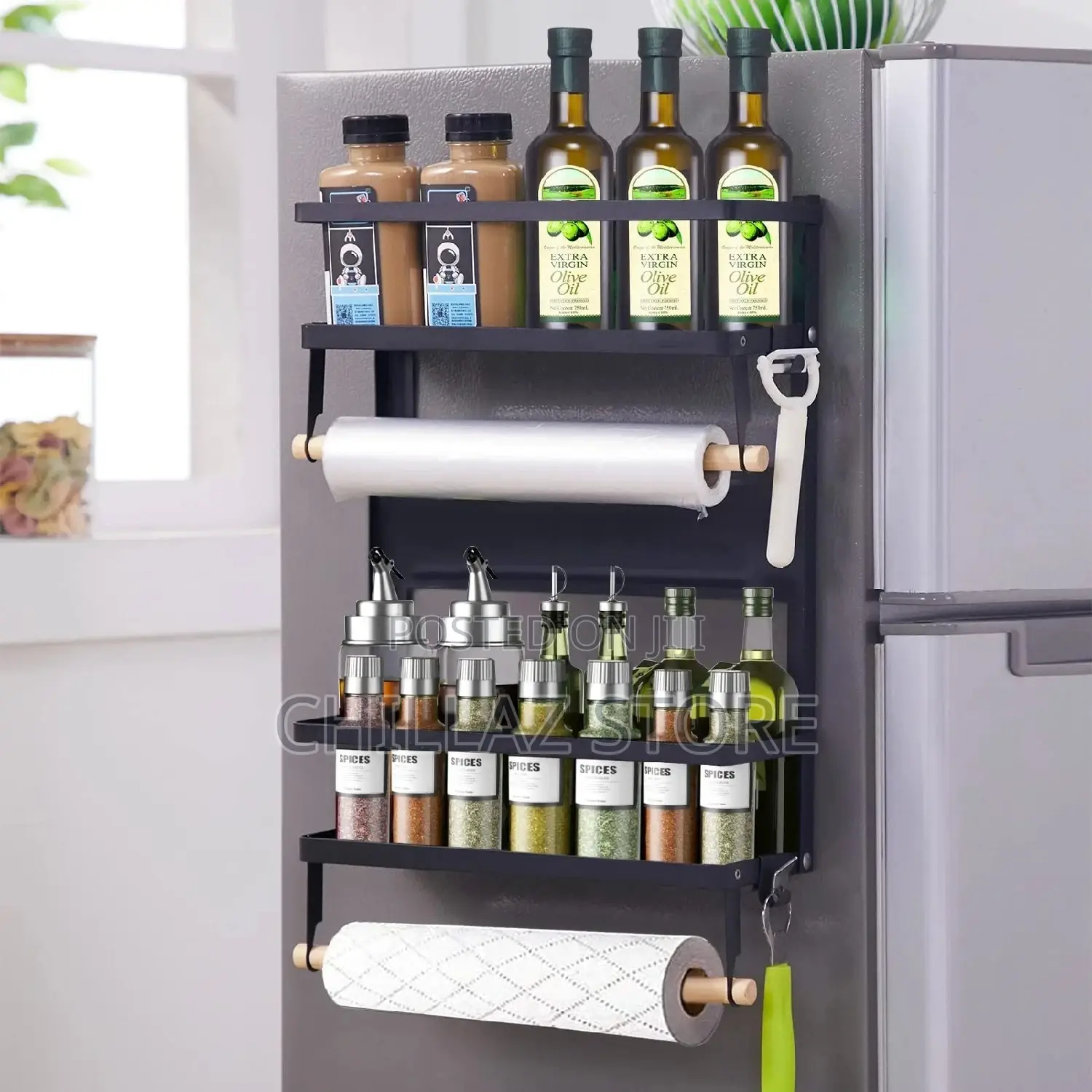 Metal Kitchen Magnetic Refrigerator Storage Rack.