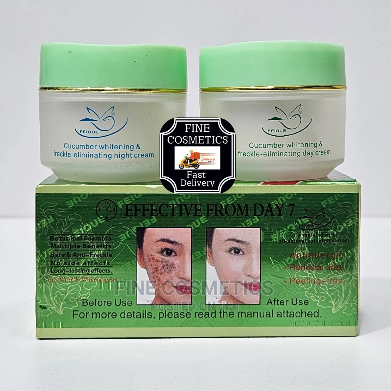 FEIQUE Antiaging, Anti Wrinkle Whitening Cucumber Cream Set