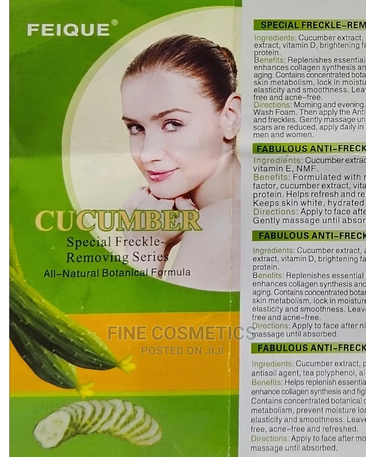FEIQUE Antiaging, Anti Wrinkle Whitening Cucumber Cream Set