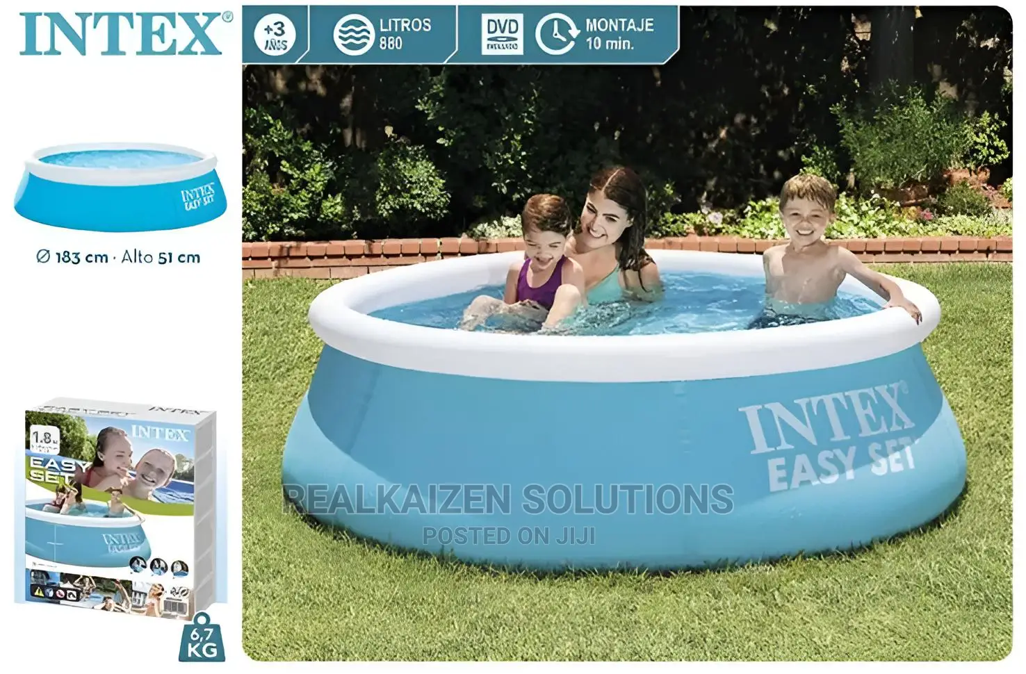 INTEX Easy Set Aqua Blue Inflatable Swimming Pool 1.83mx51cm