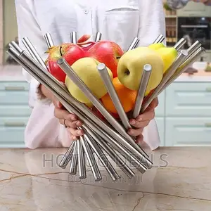 Stainless Steel Collapsible Creative Fruit Basket – Silver