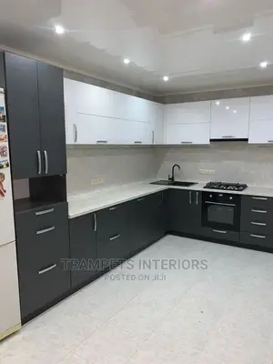 Kitchen Cabinets White and Black