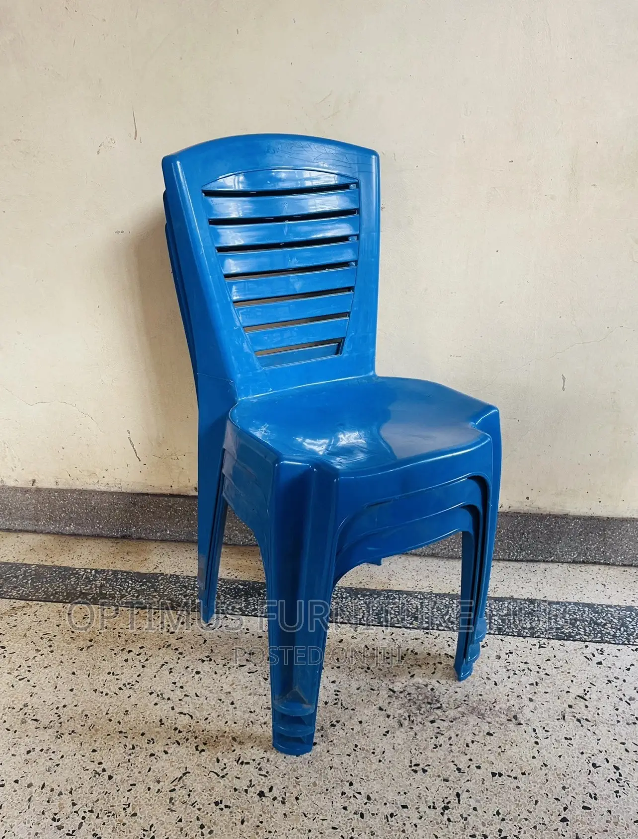 Plastic Chair (Blue Stripe)