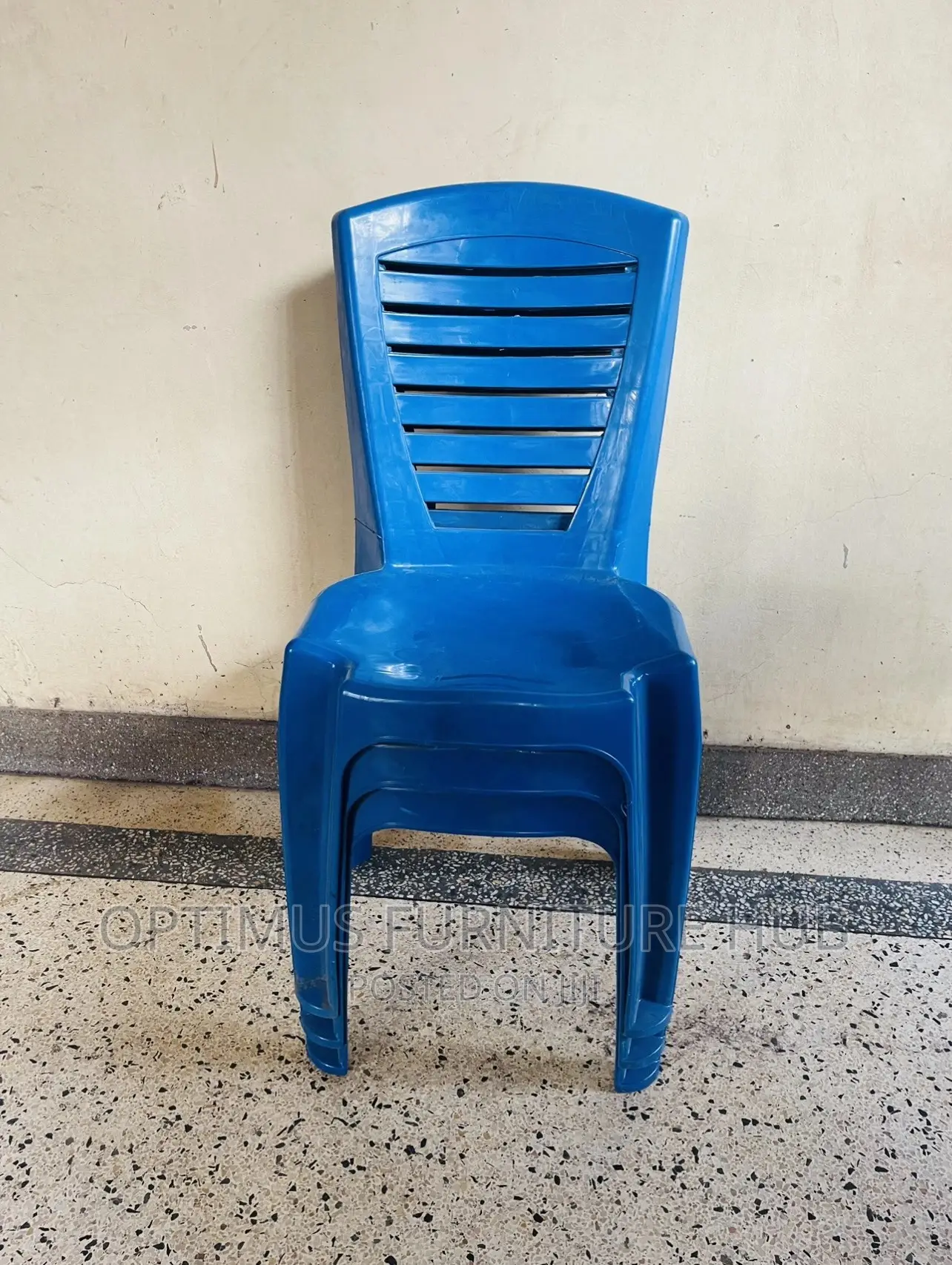 Plastic Chair (Blue Stripe)