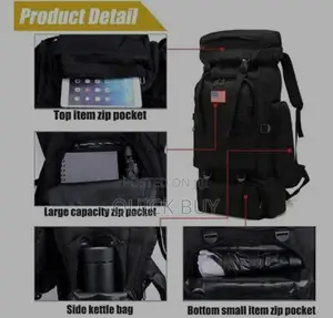 70L Large Capacity Travel/Camping Bag-Black