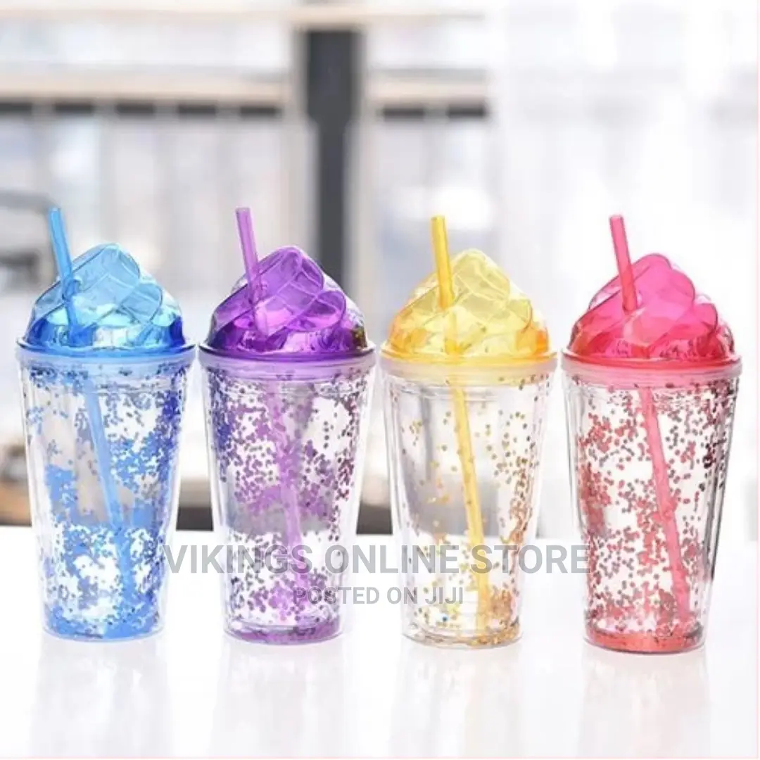 1pc 2-Layer Ice Cream Smoothie Juice Bottle Cup.