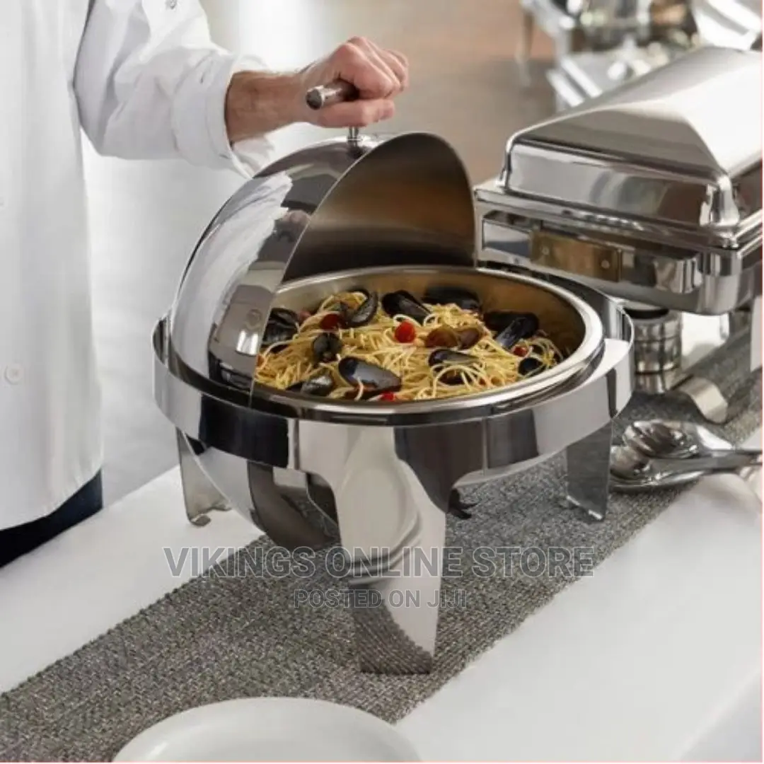 6.5L Stainless Steel Round Chafing Dish Roll Top Food Warmer