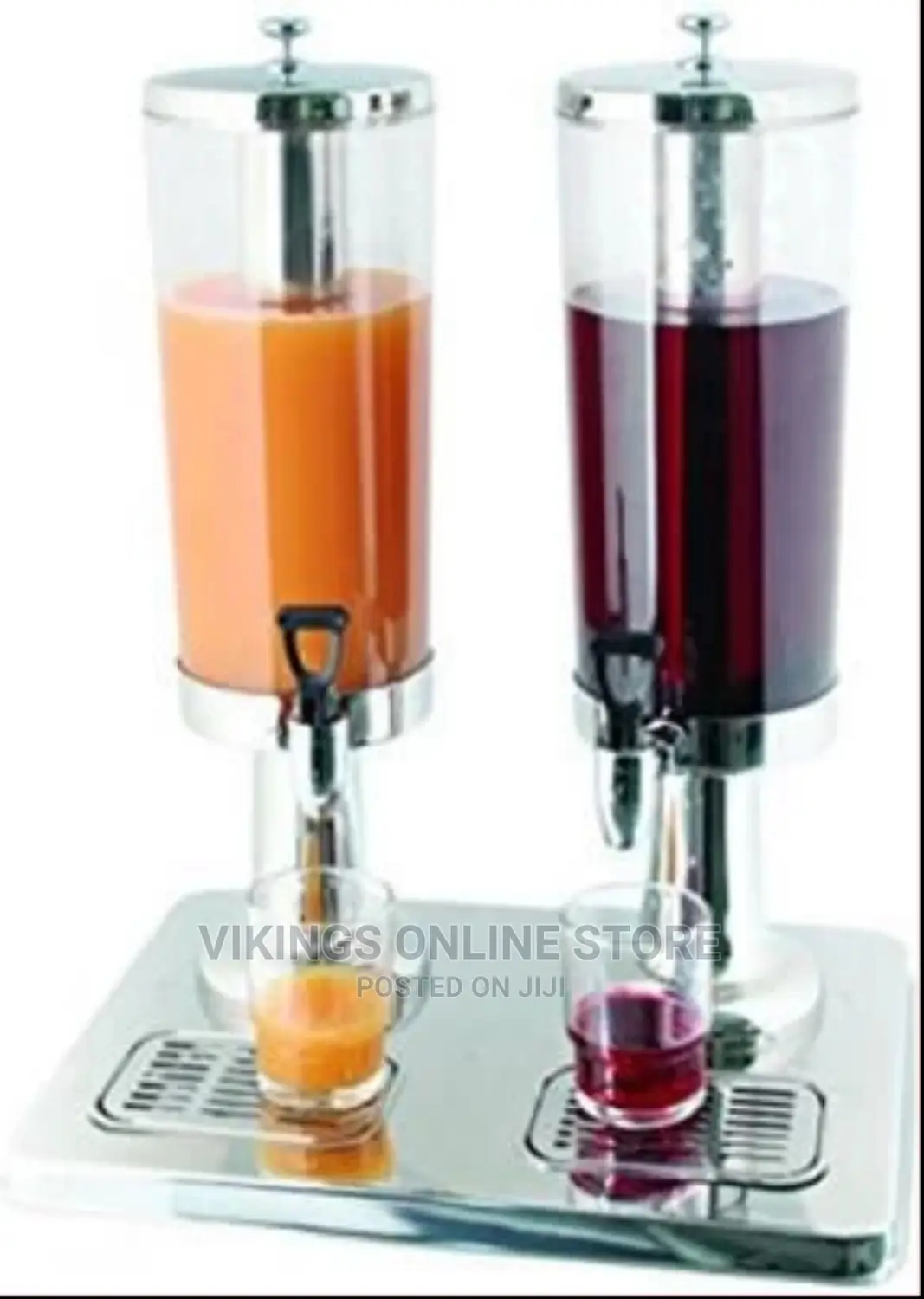 3L Twin Jar Juice Beverage Dispenser With Tap and Ice Tube