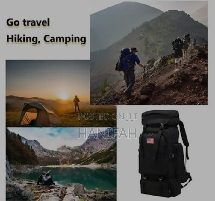70L Large Capacity Travel/ Camping Bag Black