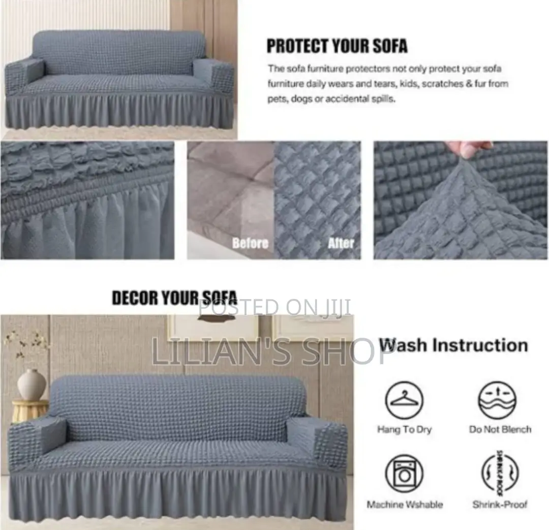 3:1:1 Light Grey Five Seater Elastic Sofa Cover