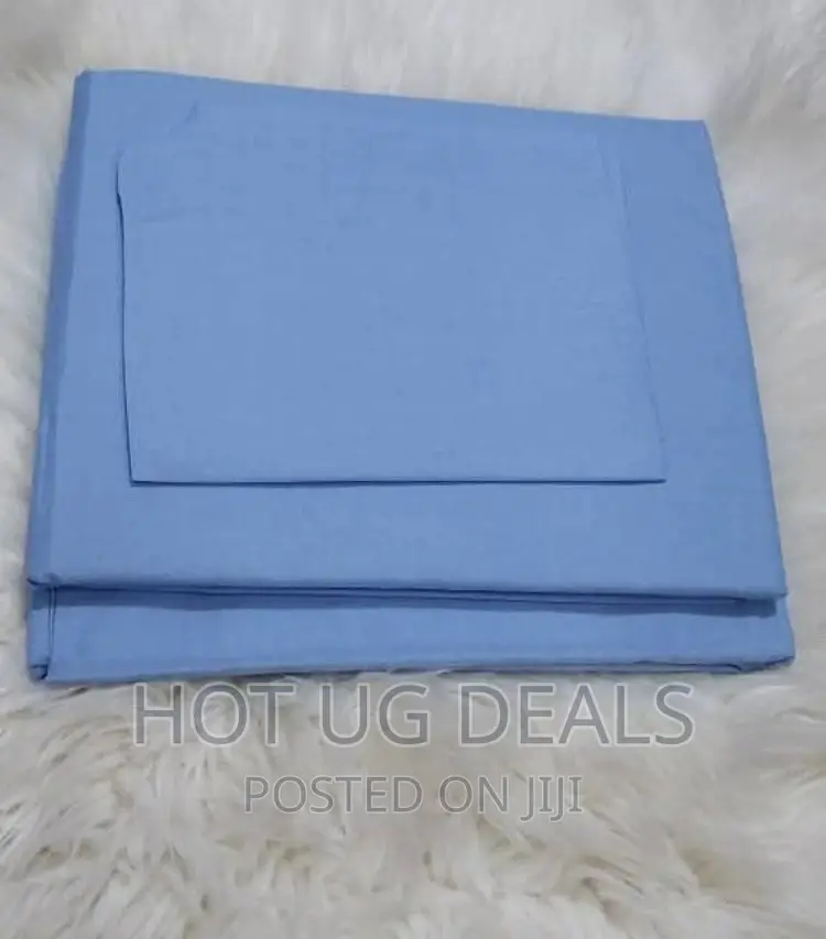 4pc 5x6 Cotton Bedsheets With 2 Pillowcases- Dark Blue