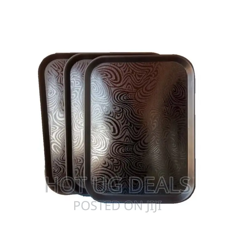 3 Pc Set of Non Slip Plastic Tray - Black