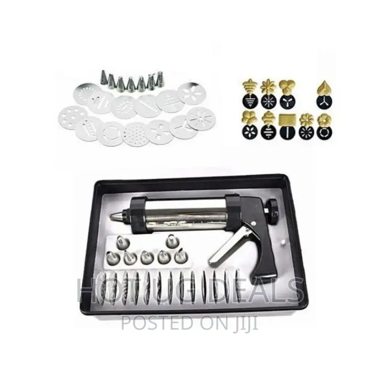 Cookie Press and Cake Decorating Set - Silver