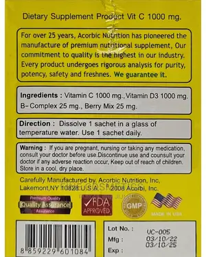 ORIGINAL Acorbic Vitamin C 1000mg Skin Whitening Powder