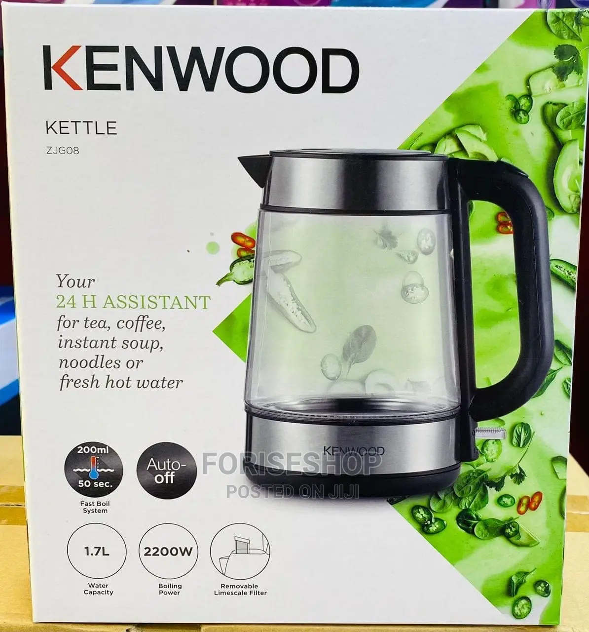 KENWOOD Glass Kettle 1.7L Cordless Kettle With Auto Shut-Off