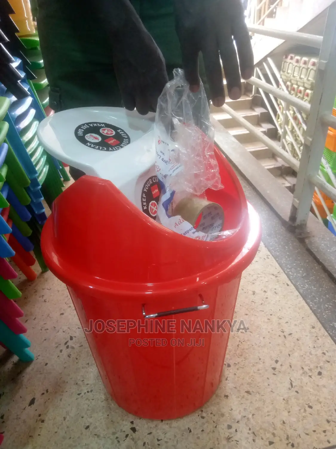 Swing Dust Bin, 50 Liters ,Red