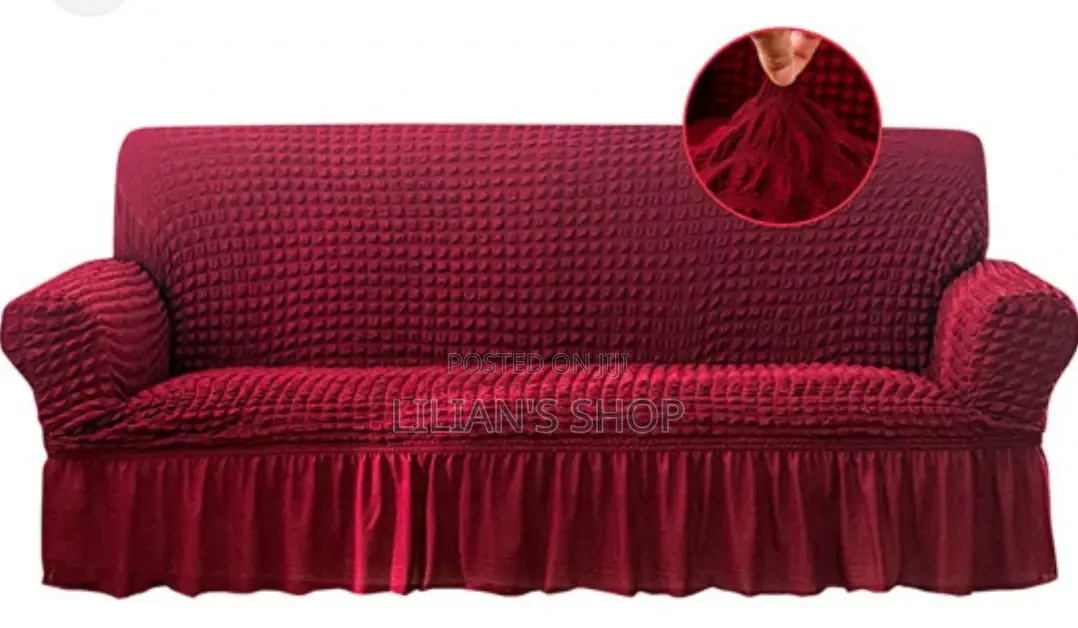 3:2:1 Wine Red Six Seater Elastic Sofa Cover