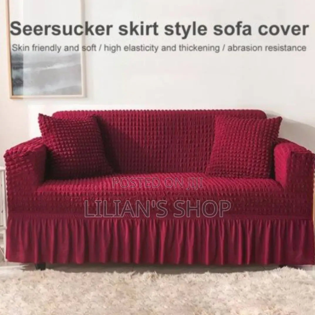 3:2:1 Wine Red Six Seater Elastic Sofa Cover