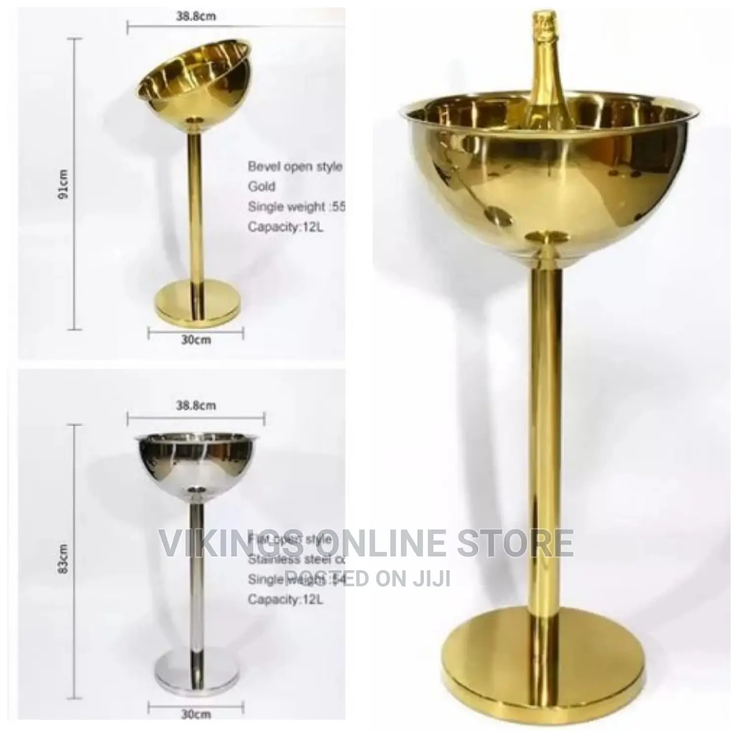 Outdoor Floor 12L Beer Champagne Wine Ice Bucket Gold.