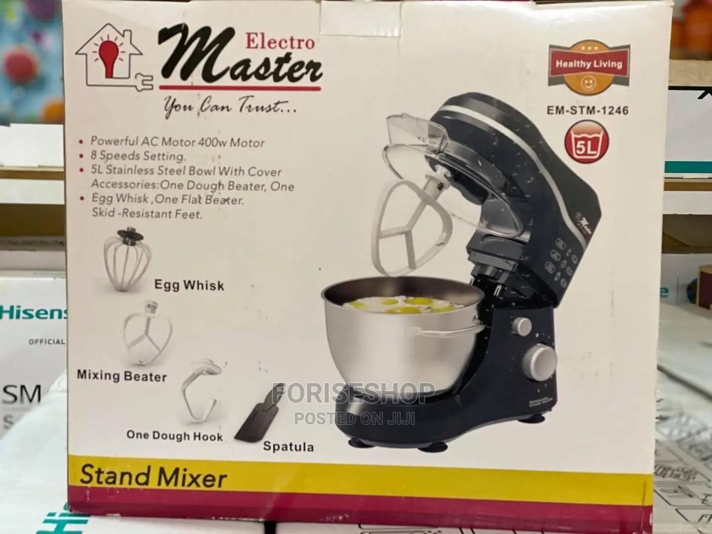 Electro Master 5.0L Stand Mixer.(600W With a Steel Bowl)