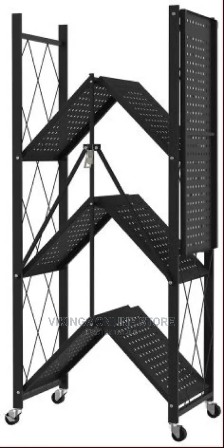 4 Tier Foldable Storage Shelves With Wheels.