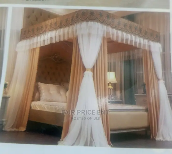 4 Strong Stands Mosquito Net With Curtains.5x6.( White)