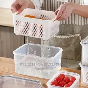 Multifunctional 2in1 Fridge Drain Basket/ Storage Container