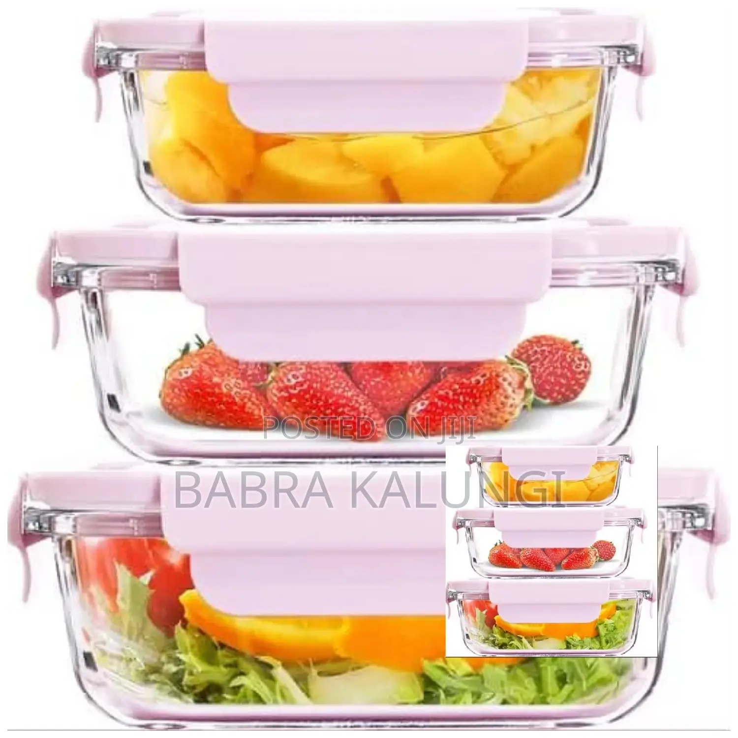 3pcs Glass Food Storage Container Set