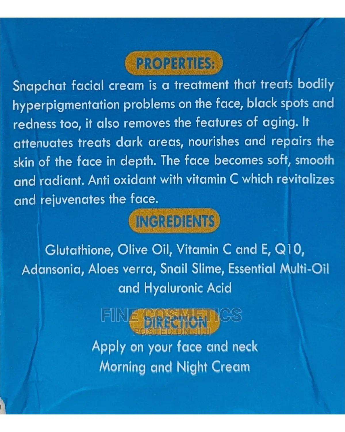 Snapchat Facial Cream Extra Whitening Glutathione Vitamin C
