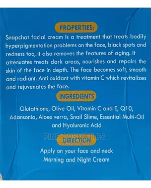 Snapchat Facial Cream Extra Whitening Glutathione Vitamin C