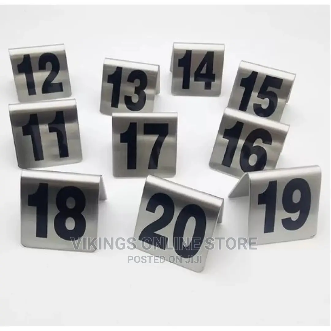 11-20 Steel Table Number Plate 4 Restaurant Hotel Bar-Silver