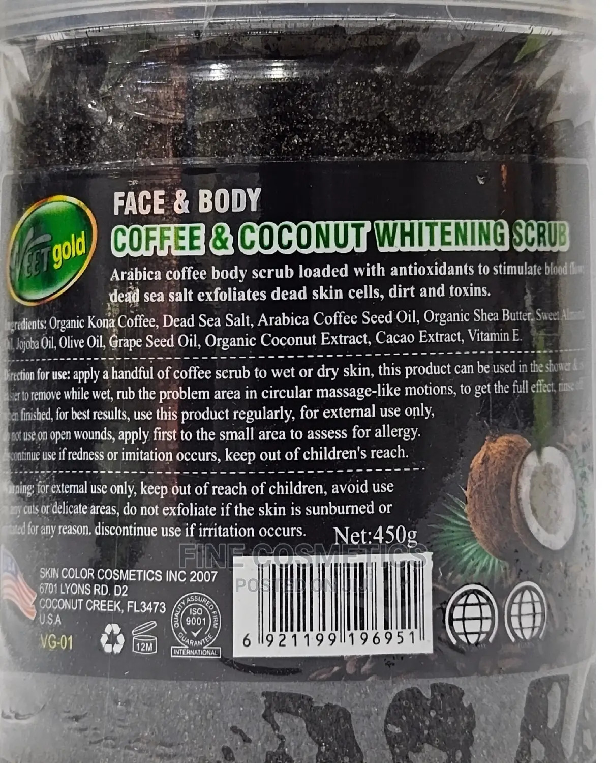 VEET GOLD Coffee Scrub + Coconut Whitening Face + Body Scrub