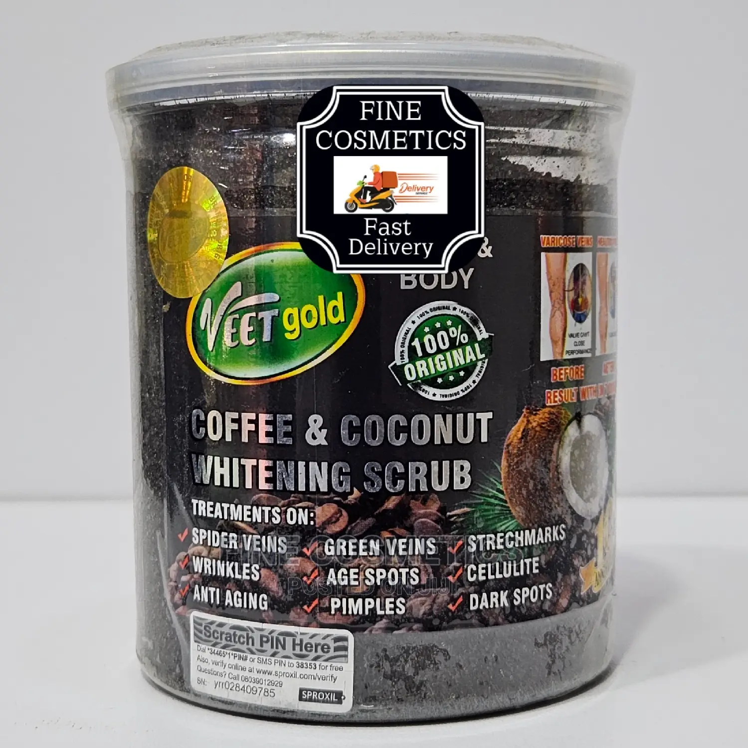 VEET GOLD Coffee Scrub + Coconut Whitening Face + Body Scrub