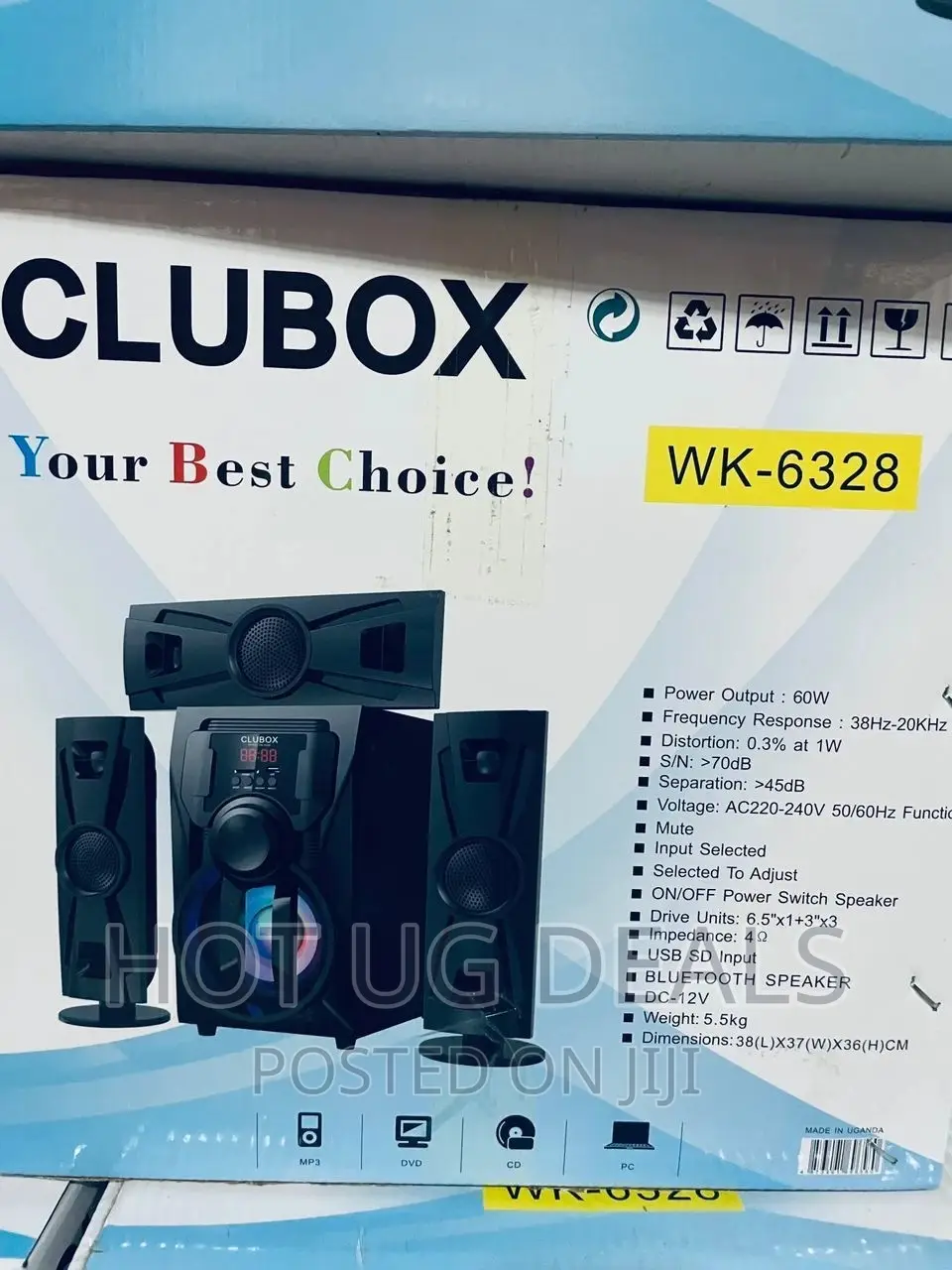 3.1 Home Clubox 6328 Home Woofer With Remote Control- Black